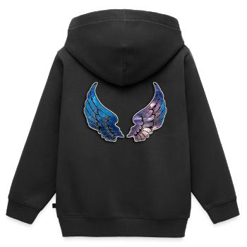 Galaxy Flügel Design - Kinder Premium Organic Zip Hoodie - Schwarz - Hinten - AI Model Kid Male (0cm)