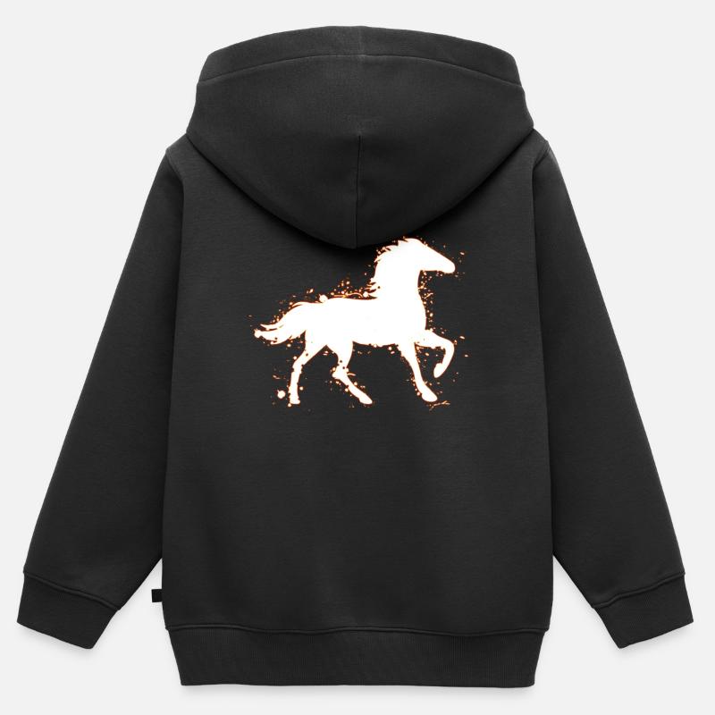 Chevaux chevaux - Sweat Premium à capuche zippé enfant bio - noir