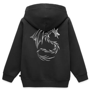 Dotwork Dragon - Kinder Premium Organic Zip Hoodie - Schwarz - Hinten - AI Model Kid Male (0cm)