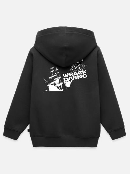 Taucher Segelboot Wrack Windrose - Kinder Premium Organic Zip Hoodie - Schwarz