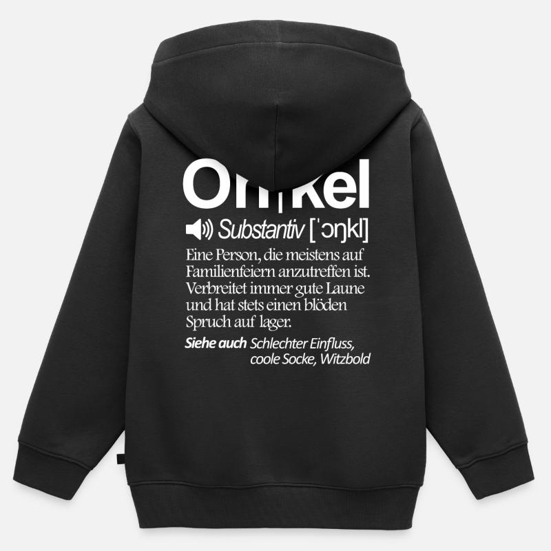 Onkel - Kinder Premium Organic Zip Hoodie - Schwarz