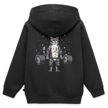 Powerlifter Strongman - Kinder Premium Organic Zip Hoodie - Schwarz - Hinten - AI Model Kid Male (0cm)