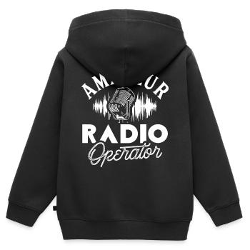 Radio amateur radio amateur RAdio - Sweat Premium à capuche zippé enfant bio - noir - Dos - AI Model Kid Male (0cm)
