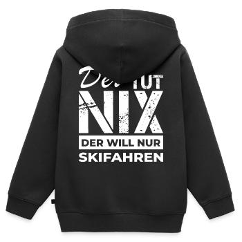 Skifahren - Skifahrer - Kinder Premium Organic Zip Hoodie - Schwarz - Hinten - AI Model Kid Male (0cm)