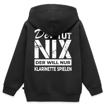 Klarinette spielen - Klarinette - Kinder Premium Organic Zip Hoodie - Schwarz - Hinten - AI Model Kid Male (0cm)