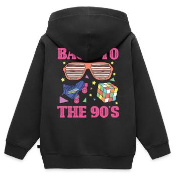 90s 90s - Kids Premium Organic Zip-up Hoodie - black - Back - AI Model Kid Male (0cm)