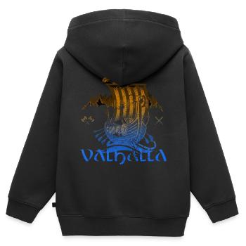 Valhalla Viking Vikings Bjoern Eisenseite - Kinder Premium Organic Zip Hoodie - Schwarz - Hinten - AI Model Kid Male (0cm)