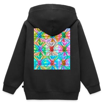 Lebendige Dose und abstraktes Lichtmuster - Kinder Premium Organic Zip Hoodie - Schwarz - Hinten - AI Model Kid Male (0cm)