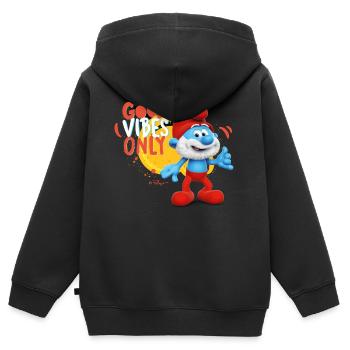 Die Schlümpfe Papa Schlumpf Good Vibes Only Spruch - Kinder Premium Organic Zip Hoodie - Schwarz - Hinten - AI Model Kid Male (0cm)