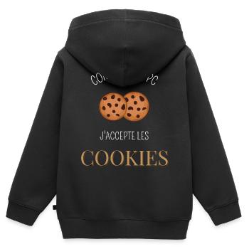Comme mon pc j'accepte les cookies - Sweat Premium à capuche zippé enfant bio - noir - Dos - AI Model Kid Male (0cm)