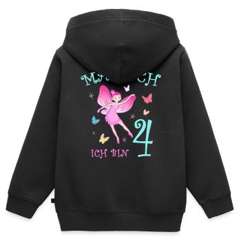 Fee Kinder Geburtstag 4 Jahre Mädchen Feen - Kinder Premium Organic Zip Hoodie - Schwarz - Hinten - AI Model Kid Male (0cm)