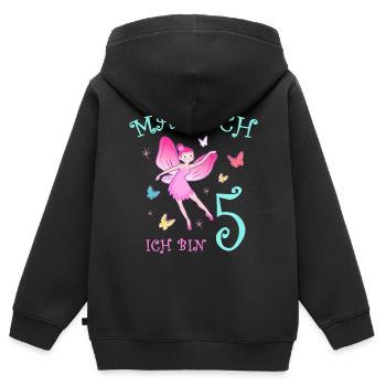 Fee Kinder Geburtstag 5 Jahre Mädchen Feen - Kinder Premium Organic Zip Hoodie - Schwarz - Hinten - AI Model Kid Male (0cm)