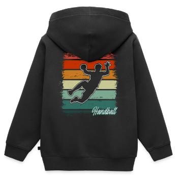 Handball Handballer - Kinder Premium Organic Zip Hoodie - Schwarz - Hinten - AI Model Kid Male (0cm)