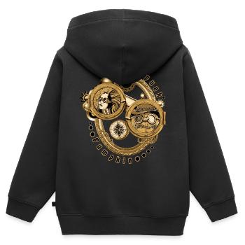 Citrouille Steampunk - Sweat Premium à capuche zippé enfant bio - noir - Dos - AI Model Kid Male (0cm)