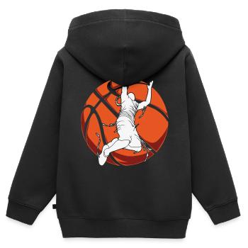 Basketball Basketballer - Kinder Premium Organic Zip Hoodie - Schwarz - Hinten - AI Model Kid Male (0cm)