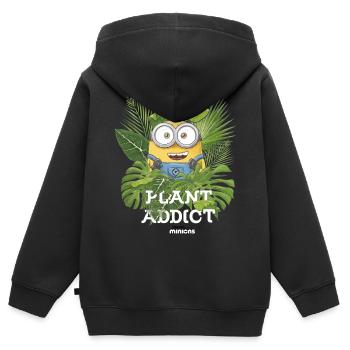 Minions Plant Addict Avec Des Plantes - Sweat Premium à capuche zippé enfant bio - noir - Dos - AI Model Kid Male (0cm)