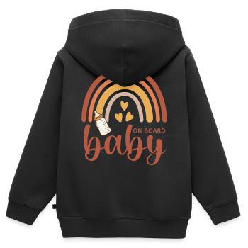 Boho Regenbogen Herzen Babyflasche Baby on Board - Kinder Premium Organic Zip Hoodie - Schwarz - Hinten - AI Model Kid Male (0cm)