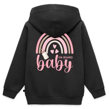 Boho Regenbogen Herzen Babyflasche Baby on Board - Kinder Premium Organic Zip Hoodie - Schwarz - Hinten - AI Model Kid Male (0cm)