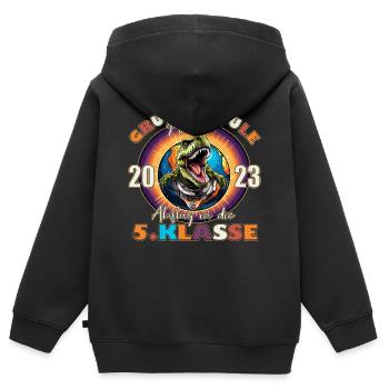 Children Primary School Diploma Dino 5th Grade Gymnasium - Kids Premium Organic Zip-up Hoodie - black - Back - AI Model Kid Male (0cm)