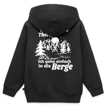 Andere gehen zur Therapie ich geh Wandern Geschenk - Kinder Premium Organic Zip Hoodie - Schwarz - Hinten - AI Model Kid Male (0cm)