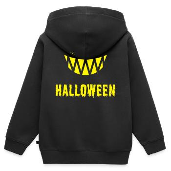 Halloween Grimace & Lettering (Sourire / Dents / Y) - Sweat Premium à capuche zippé enfant bio - noir - Dos - AI Model Kid Male (0cm)