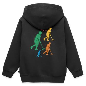 Floorball Innebandy Salibandy Kids Floorball - Kids Premium Organic Zip-up Hoodie - black - Back - AI Model Kid Male (0cm)
