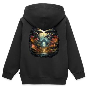 Märchen Zauberwald - Kinder Premium Organic Zip Hoodie - Schwarz - Hinten - AI Model Kid Male (0cm)