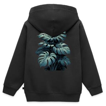 Cadeau de la forêt tropicale Monstera deliciosa - Sweat Premium à capuche zippé enfant bio - noir - Dos - AI Model Kid Male (0cm)