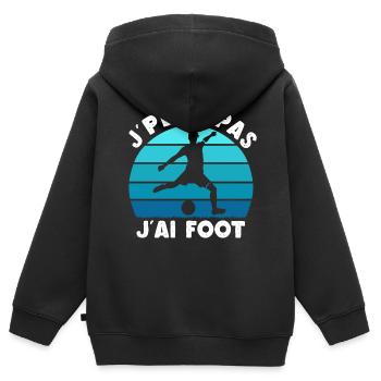J'peux pas j'ai foot football cadeau fan de foot - Sweat Premium à capuche zippé enfant bio - noir - Dos - AI Model Kid Male (0cm)