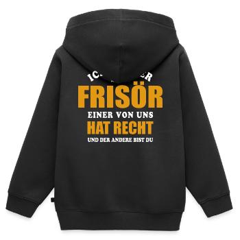 Ich bin der Frisör - einer von uns hat Recht - Kinder Premium Organic Zip Hoodie - Schwarz - Hinten - AI Model Kid Male (0cm)