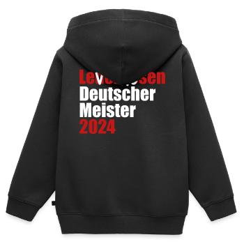 Leverkusen - Deutscher Meister 2024 - Kinder Premium Organic Zip Hoodie - Schwarz - Hinten - AI Model Kid Male (0cm)