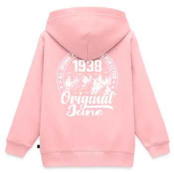 Juni 1938 Original: 86 Jahre altes Geburtstagsgeschenk - Kinder Premium Organic Zip Hoodie - Rosa - Hinten - AI Model Kid Female (0cm)