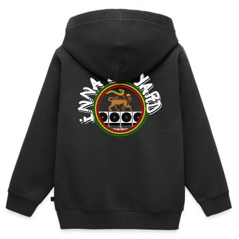 Lion du système de musique reggae - Sweat Premium à capuche zippé enfant bio - noir - Dos - AI Model Kid Male (0cm)