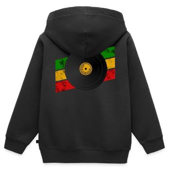 Disque de Dub Reggae - Sweat Premium à capuche zippé enfant bio - noir - Dos - AI Model Kid Male (0cm)
