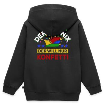 Der tut nix der will nur Konfetti - Spruch - Kinder Premium Organic Zip Hoodie - Schwarz - Hinten - AI Model Kid Male (0cm)