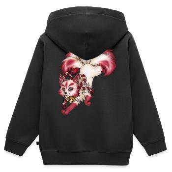 Kitsune Fuchs Fuchsgeist Inari Japan Mythologie - Kinder Premium Organic Zip Hoodie - Schwarz - Hinten - AI Model Kid Male (0cm)