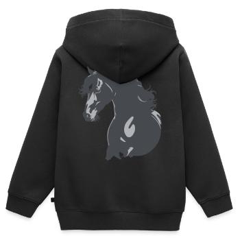 Rappe Pferd Silhouette - Kinder Premium Organic Zip Hoodie - Schwarz - Hinten - AI Model Kid Male (0cm)
