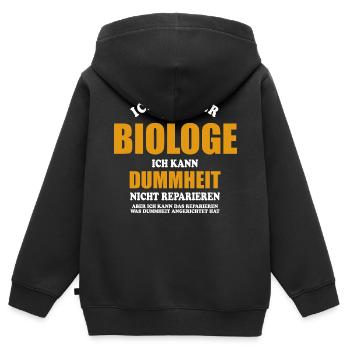 Biologe - ich kann Dummheit nicht reparieren - Kinder Premium Organic Zip Hoodie - Schwarz - Hinten - AI Model Kid Male (0cm)