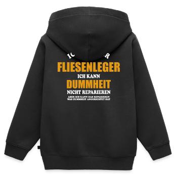 Fliesenleger - ich kann Dummheit nicht reparieren - Kinder Premium Organic Zip Hoodie - Schwarz - Hinten - AI Model Kid Male (0cm)