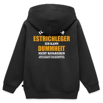 Estrichleger - ich kann Dummheit nicht reparieren - Kinder Premium Organic Zip Hoodie - Schwarz - Hinten - AI Model Kid Male (0cm)