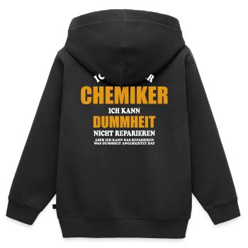 Chemiker - ich kann Dummheit nicht reparieren - Kinder Premium Organic Zip Hoodie - Schwarz - Hinten - AI Model Kid Male (0cm)