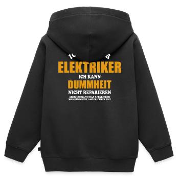 Elektriker - ich kann Dummheit nicht reparieren - Kinder Premium Organic Zip Hoodie - Schwarz - Hinten - AI Model Kid Male (0cm)