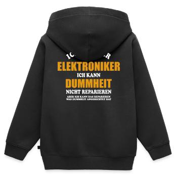 Elektroniker - ich kann Dummheit nicht reparieren - Kinder Premium Organic Zip Hoodie - Schwarz - Hinten - AI Model Kid Male (0cm)