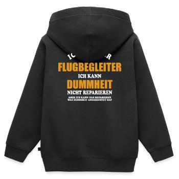 Flugbegleiter - ich kann Dummheit nicht reparieren - Kinder Premium Organic Zip Hoodie - Schwarz - Hinten - AI Model Kid Male (0cm)