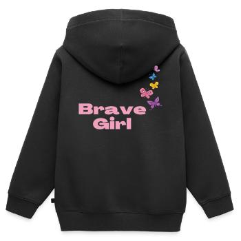 Brave Girl with Butterflies - Kids Premium Organic Zip-up Hoodie - black - Back - AI Model Kid Male (0cm)