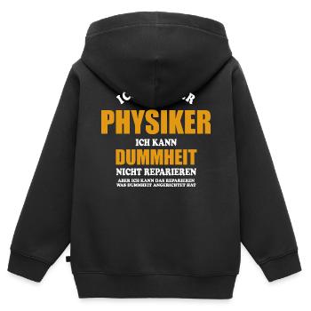 Physiker - ich kann Dummheit nicht reparieren - Kinder Premium Organic Zip Hoodie - Schwarz - Hinten - AI Model Kid Male (0cm)