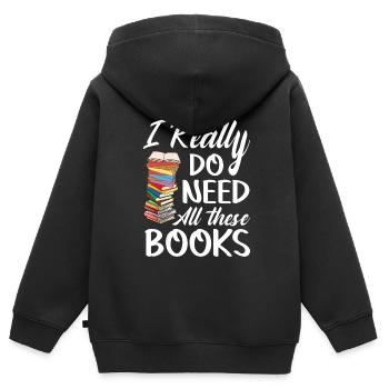 Écrit Shopaholite - Sweat Premium à capuche zippé enfant bio - noir - Dos - AI Model Kid Male (0cm)