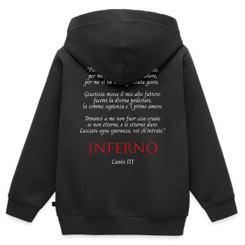 Inferno Canto III Divine Commedy Per me si va - Kinder Premium Organic Zip Hoodie - Schwarz - Hinten - AI Model Kid Male (0cm)