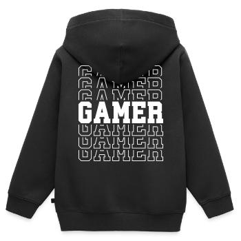 Gamer - Kinder Premium Organic Zip Hoodie - Schwarz - Hinten - AI Model Kid Male (0cm)