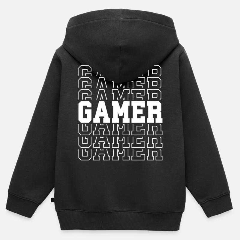 Joueur - Sweat Premium à capuche zippé enfant bio - noir